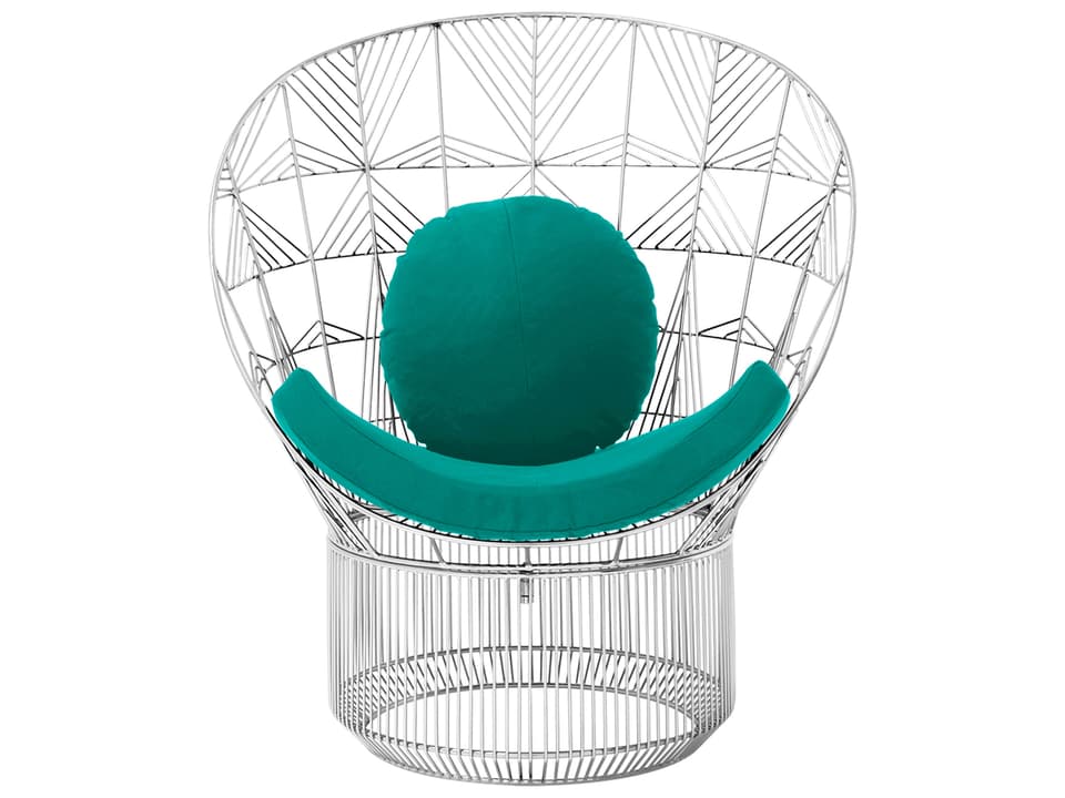 Peacock Lounge Chair Pad and Pillow Set in Teal Sunbrella