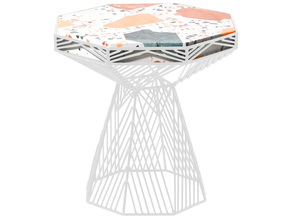 Switch Wire Stool Table Base in White Galvanized Iron
