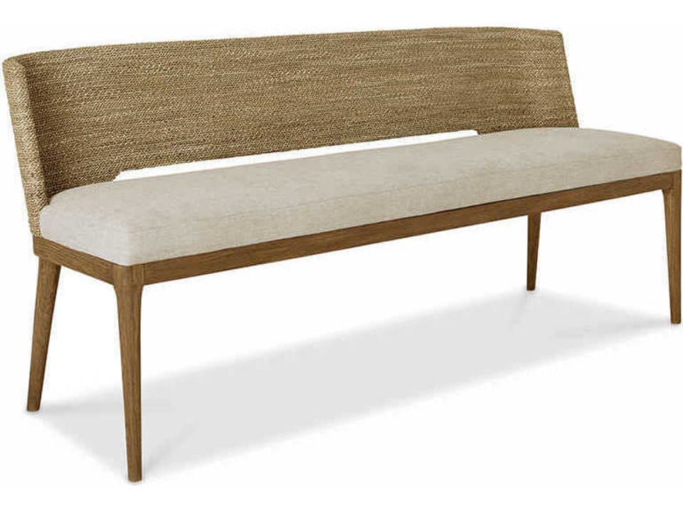 Amalfi 3-Seat Upholstered Accent Bench in Praline Teak with Beach Fabric