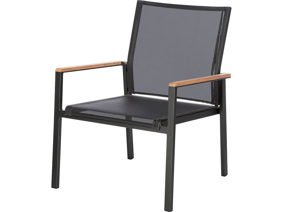 Aura Outdoor Dining Side Chair Graphite With Charcoal Textilene Sling