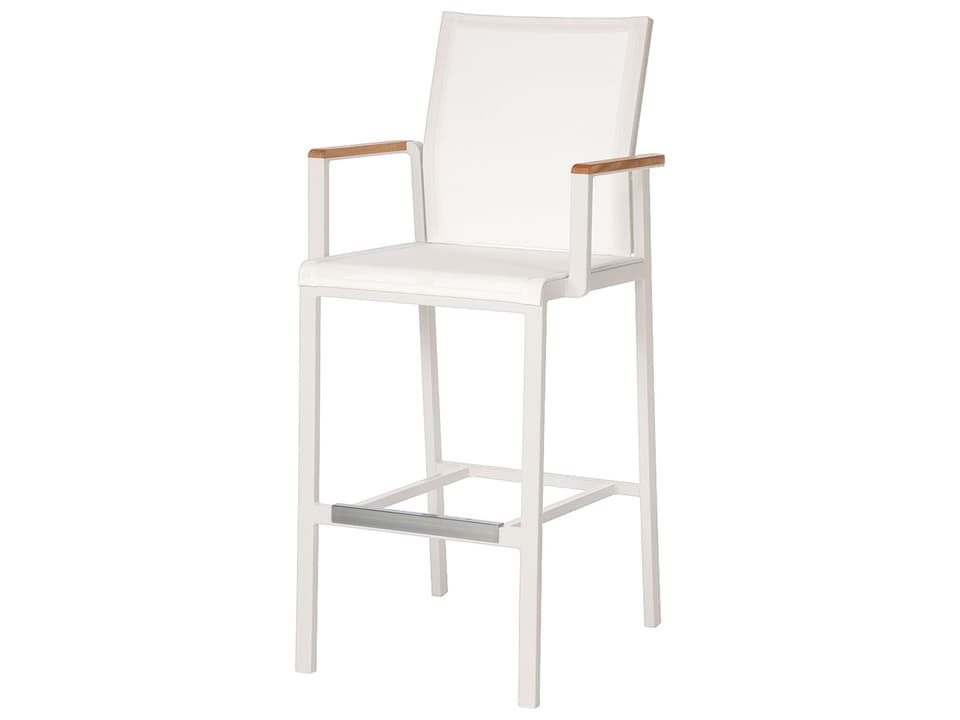 Aura Bar Stool Arctic White Aluminum Pearl Textilene Sling