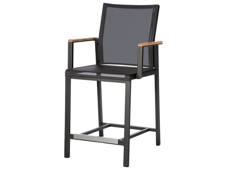 Aura Counter Height Armchair with Teak Arms in Graphite