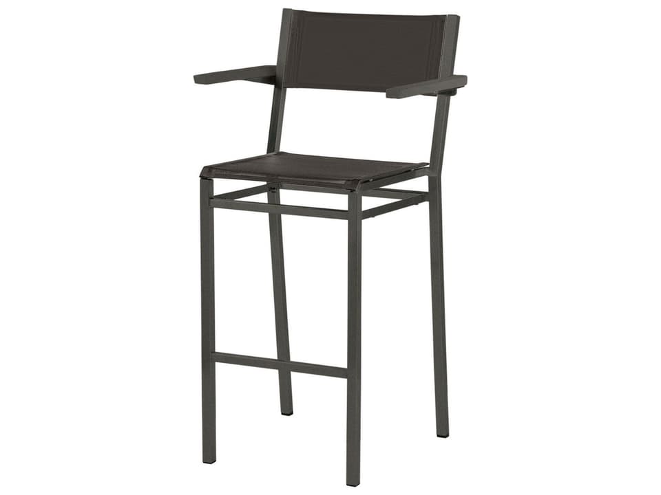 Equinox Bar Stool Graphite Stainless Steel Carbon Sunbrella Sling