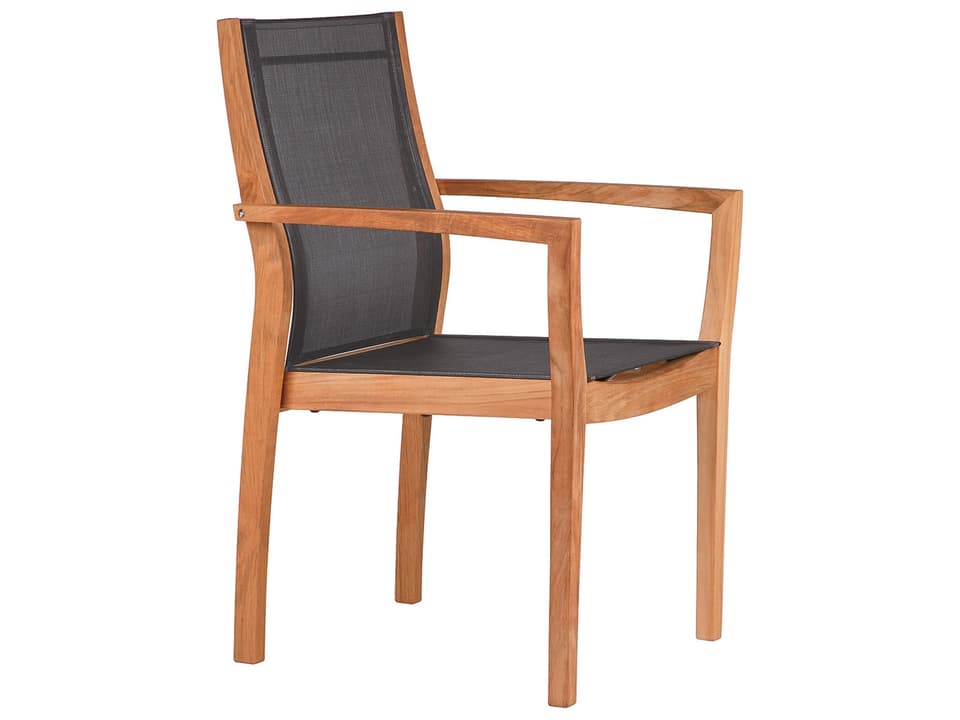 Horizon Stacking Teak Dining Arm Chair with Charcoal Textilene Sling