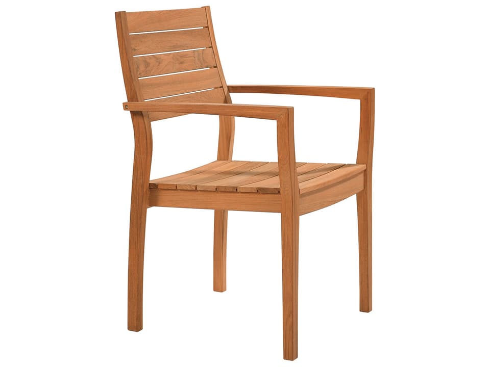 Horizon Stacking Teak Dining Arm Chair with Textilene Sling