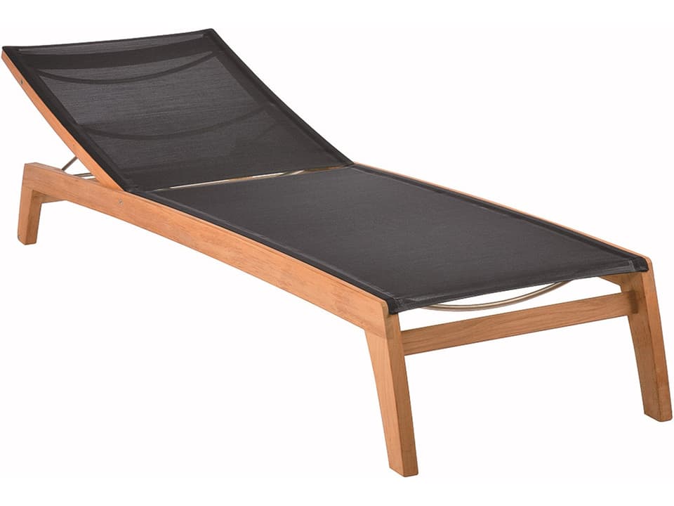 Horizon Teak Lounger with Charcoal Textilene Sling