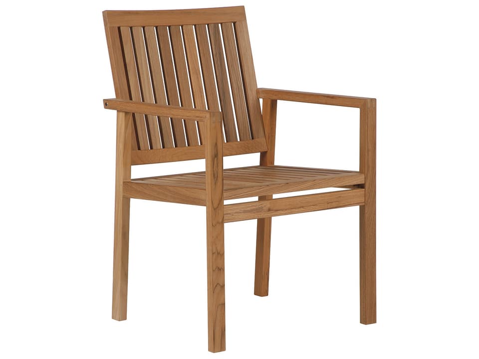 Linear Dining Arm Chair in Natural Teak