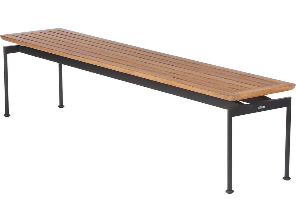 Layout 74-Inch Teak Backless Bench in Forge Grey