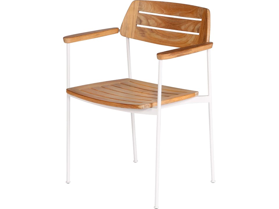 Layout Steel Teak Dining Armchair in Arctic White