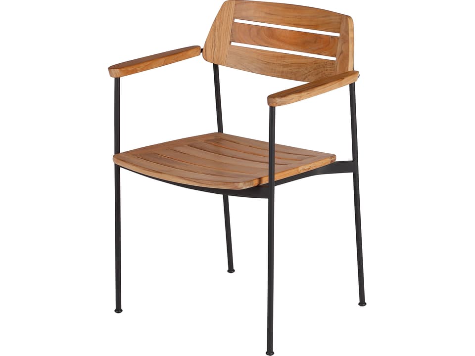 Layout Stacking Dining Armchair with Teak Seat in Forge Grey