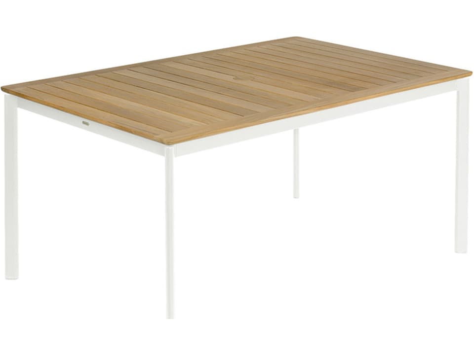 Around 61-Inch Rectangle Dining Table with Teak Top in Arctic White