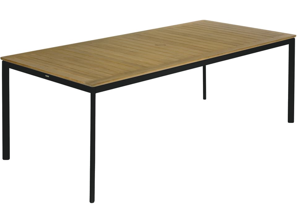 Around 85-Inch Rectangle Dining Table with Teak Top in Forge Grey