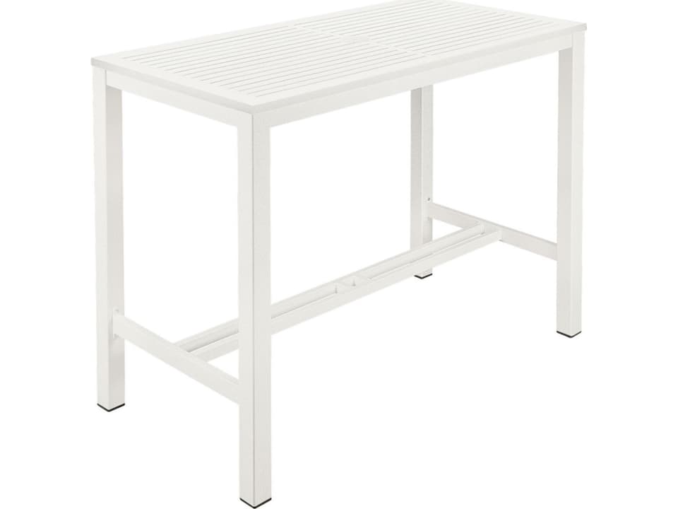 Aura 55-Inch Rectangle Bar Table with Umbrella Hole in Arctic White