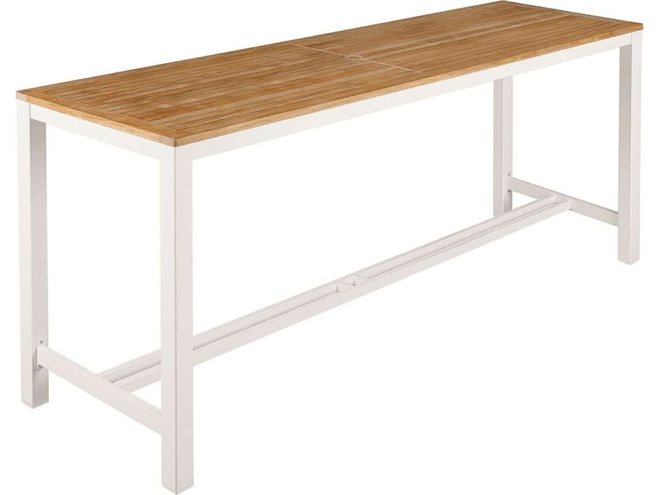 Aura 79-Inch Counter Table with Teak Top in Arctic White