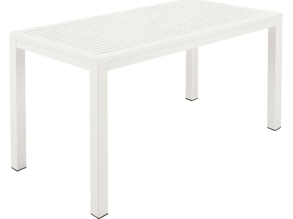 Aura Narrow 55-Inch Dining Table with Umbrella Hole in Arctic White