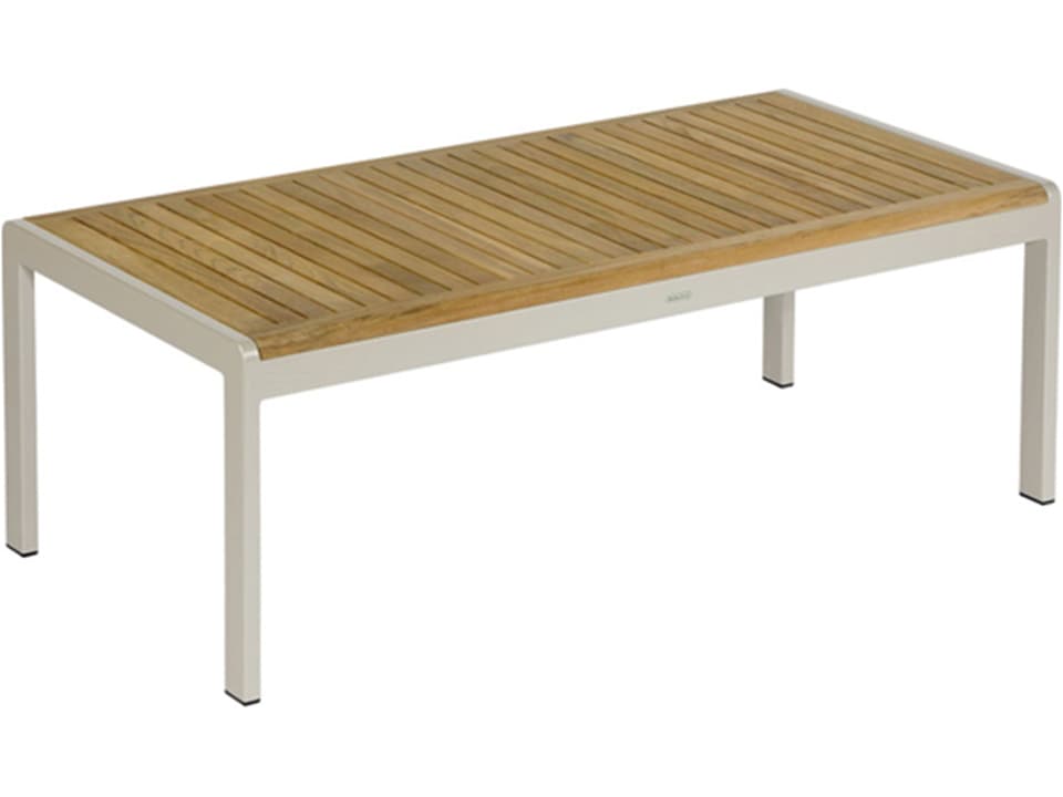 Aura 47-Inch Rectangular Coffee Table with Teak Top in Champagne
