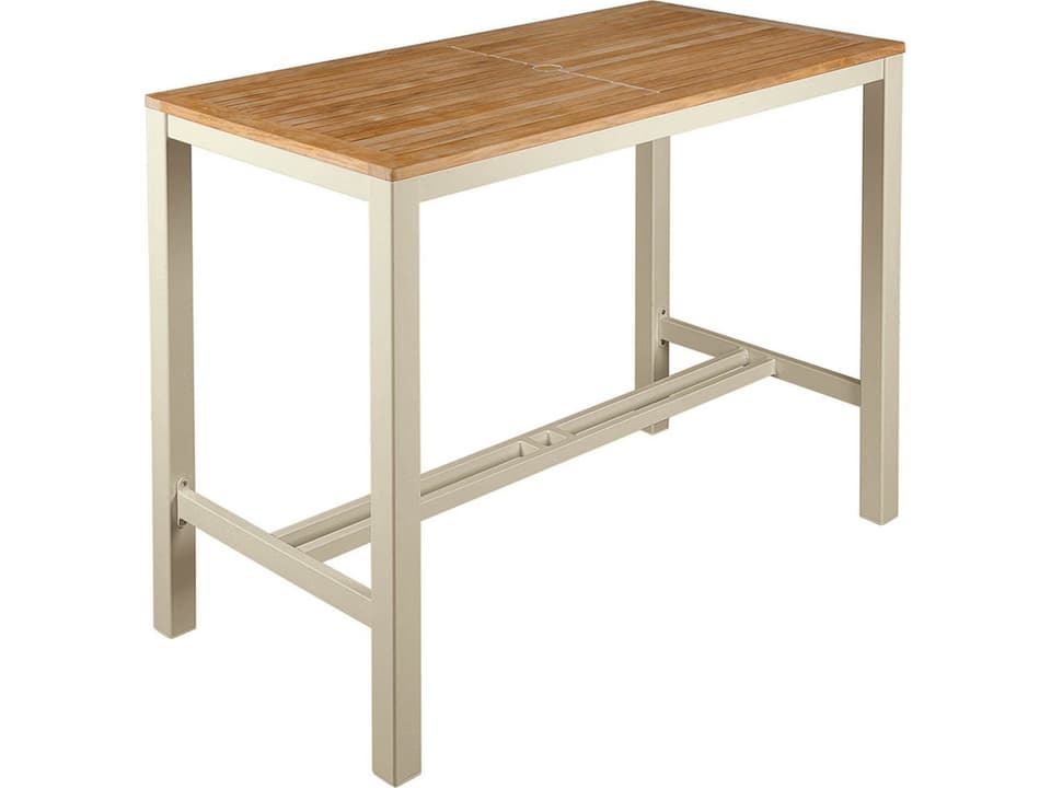Aura Bar Table Champagne Aluminum and Natural Teak