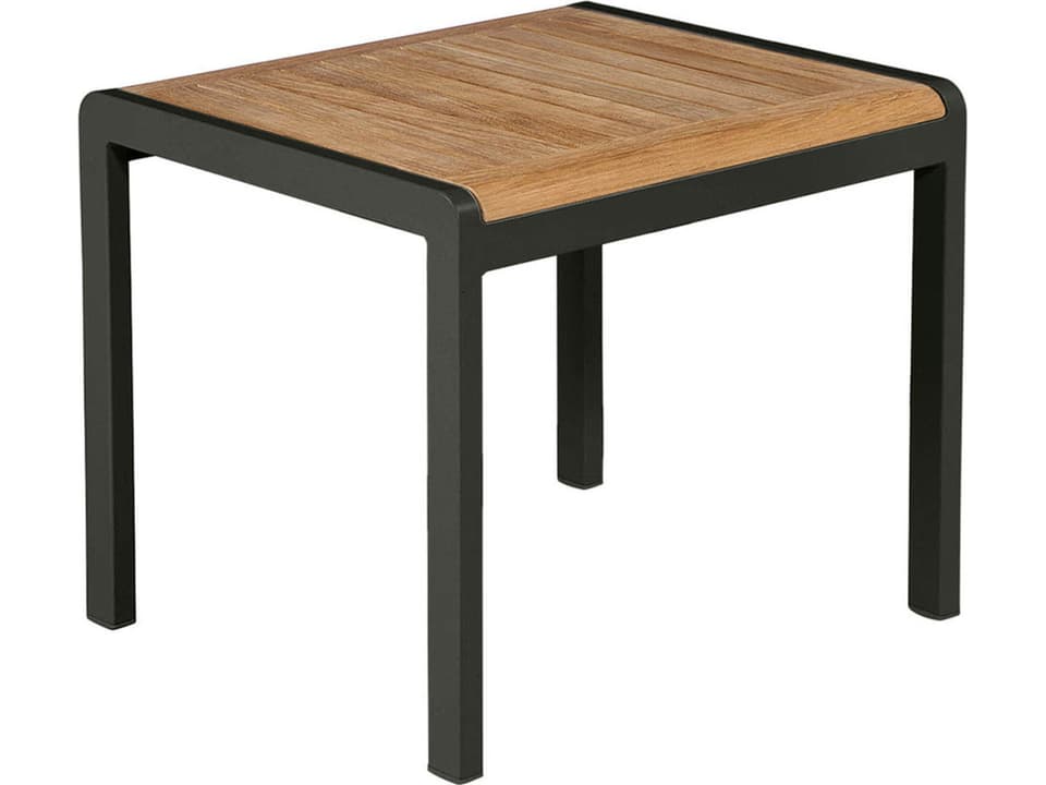 Aura Occasional Rectangular Side Table in Graphite Aluminum and Natural Teak