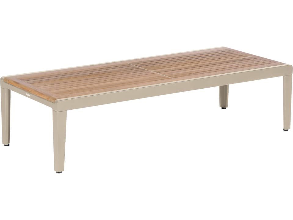 Aura 63-Inch Coffee Table with Champagne Aluminum and Teak