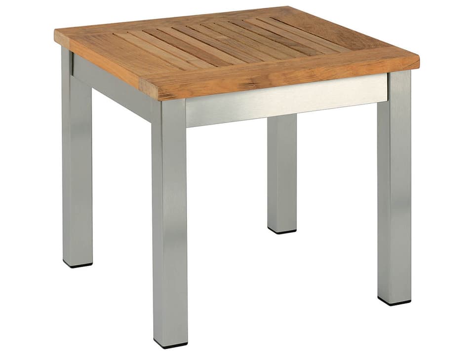Equinox 17-Inch Square Side Table with Teak Top