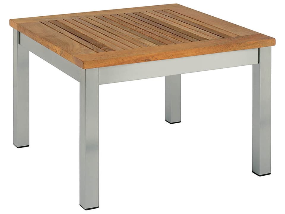 Equinox 23-Inch Square Side Table with Teak Top