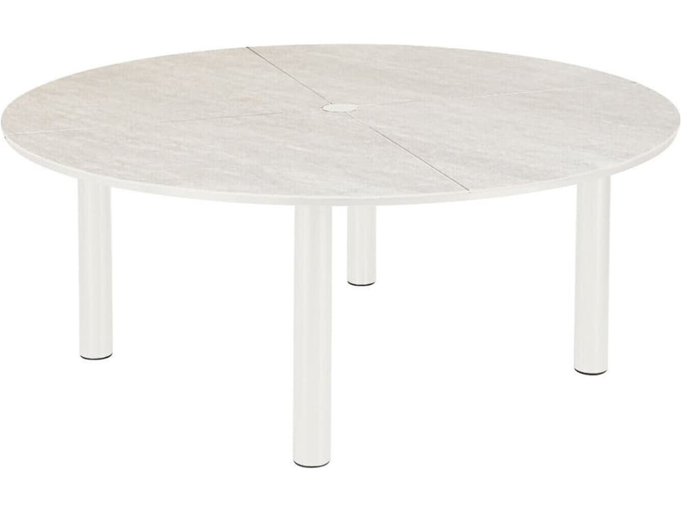 Equinox 71-Inch Round Dining Table with Frost Ceramic Top in Arctic White