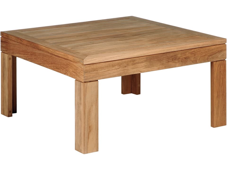 Linear 30-Inch Square Teak Coffee Table in Natural