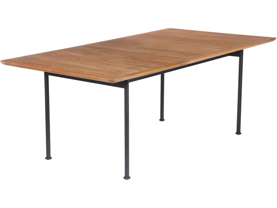 Layout 77-Inch Forge Grey Stainless Steel Teak Dining Table