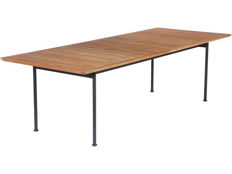 Layout 101-Inch Rectangular Dining Table with Teak Top in Forge Grey