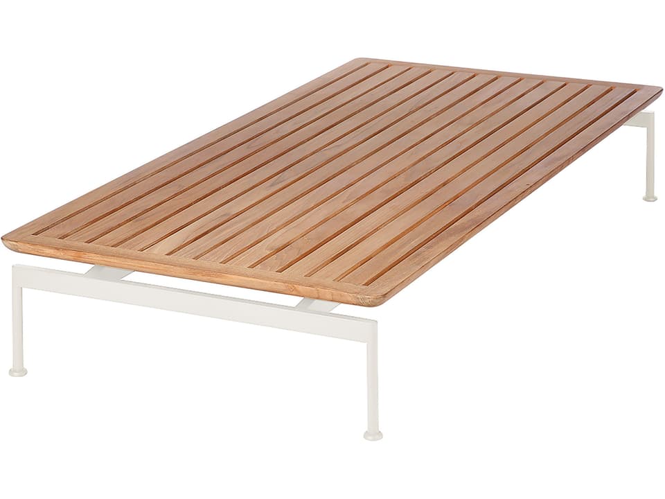 Layout 65-Inch Rectangle Coffee Table with Teak Top in Arctic White