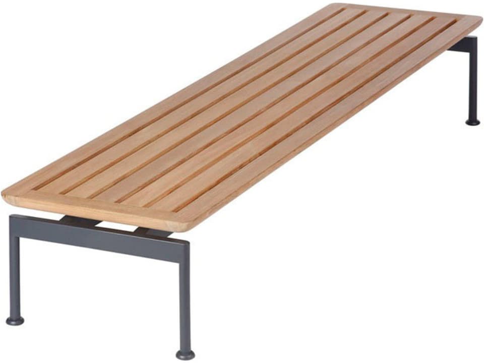 Layout Narrow 65-Inch Rectangular Coffee Table Teak Top Forge Grey