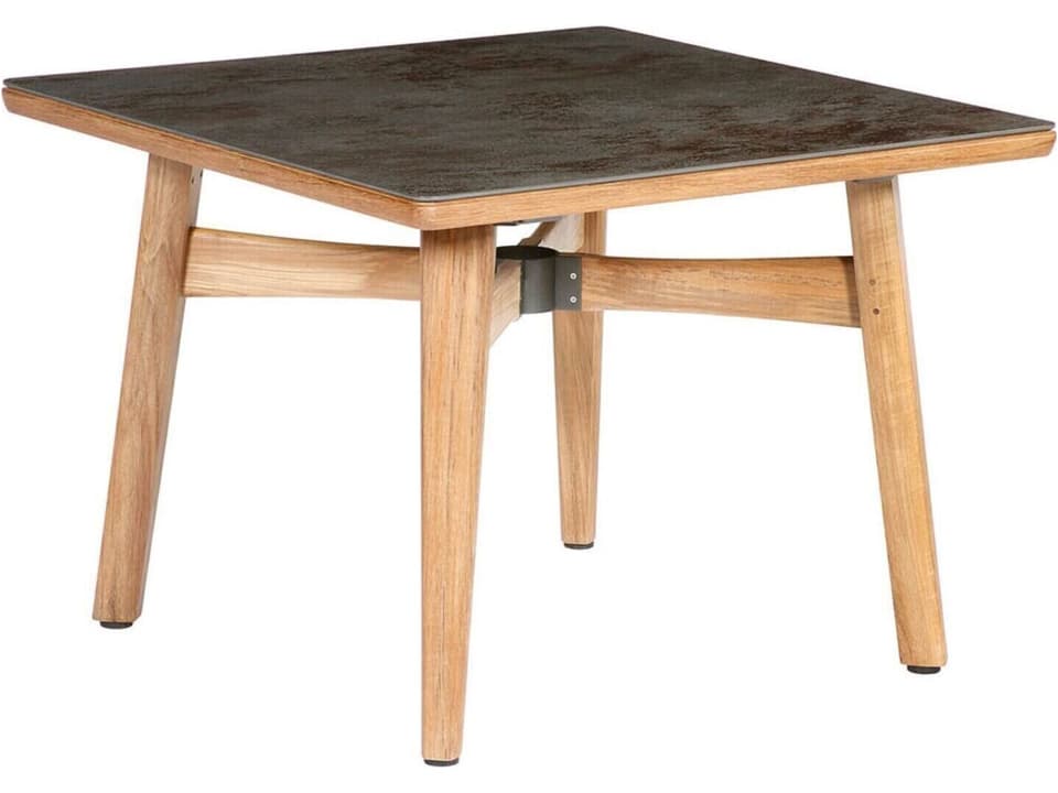Monterey Square Dining Table Natural Teak Oxide Ceramic with Umbrella Hole