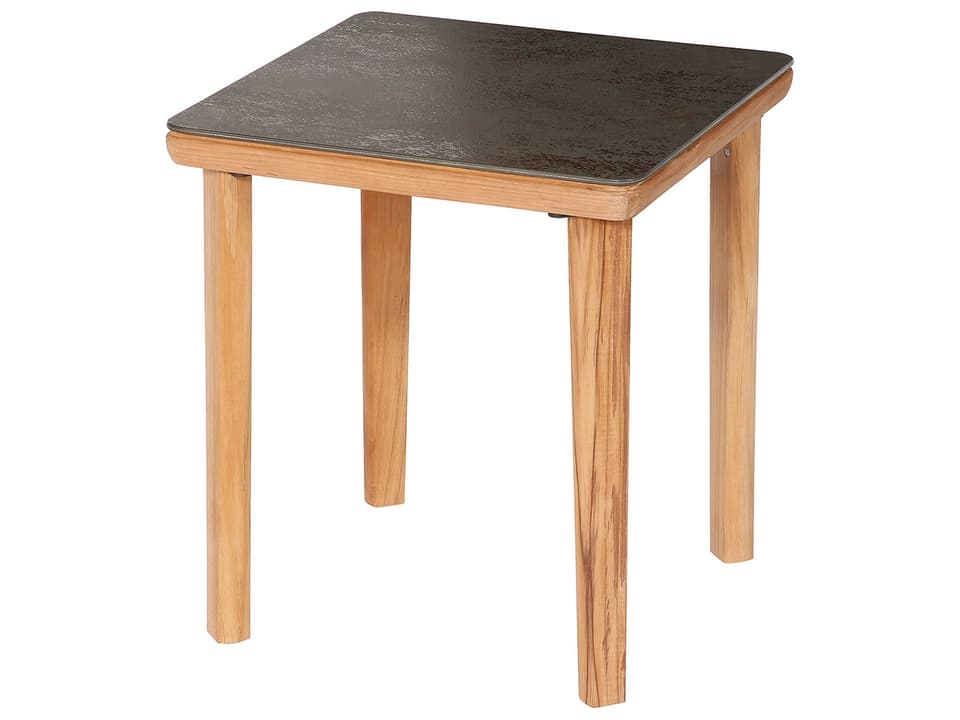 Monterey Square End Table in Oxide Ceramic and Natural Teak