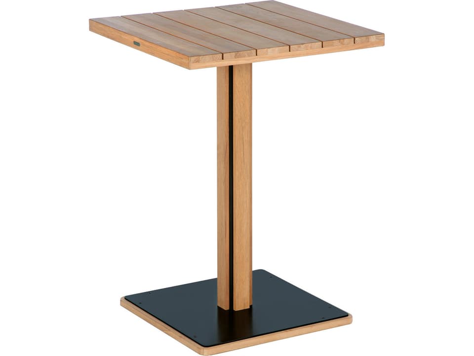 Titan Square Bar Table in Rustic Teak and Black Powder-Coated Aluminum
