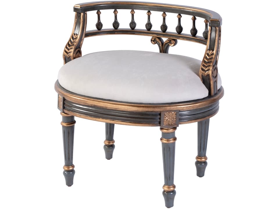 Hathaway Royal Pastel Blue Upholstered Vanity Seat