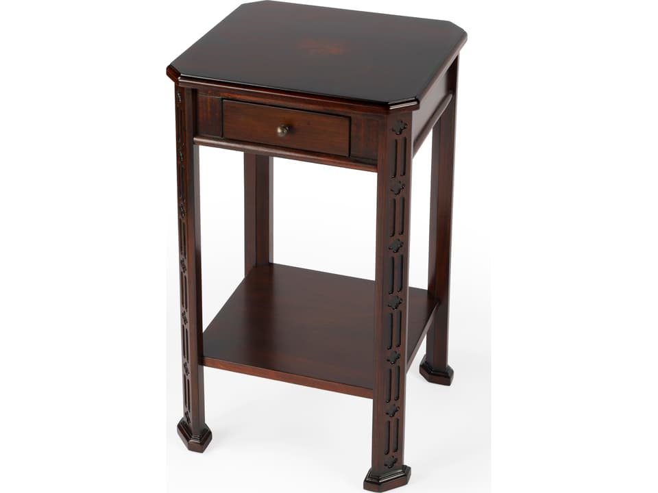 Specialty Moyer Rectangular End Table in Plantation Cherry Finish with Drawer