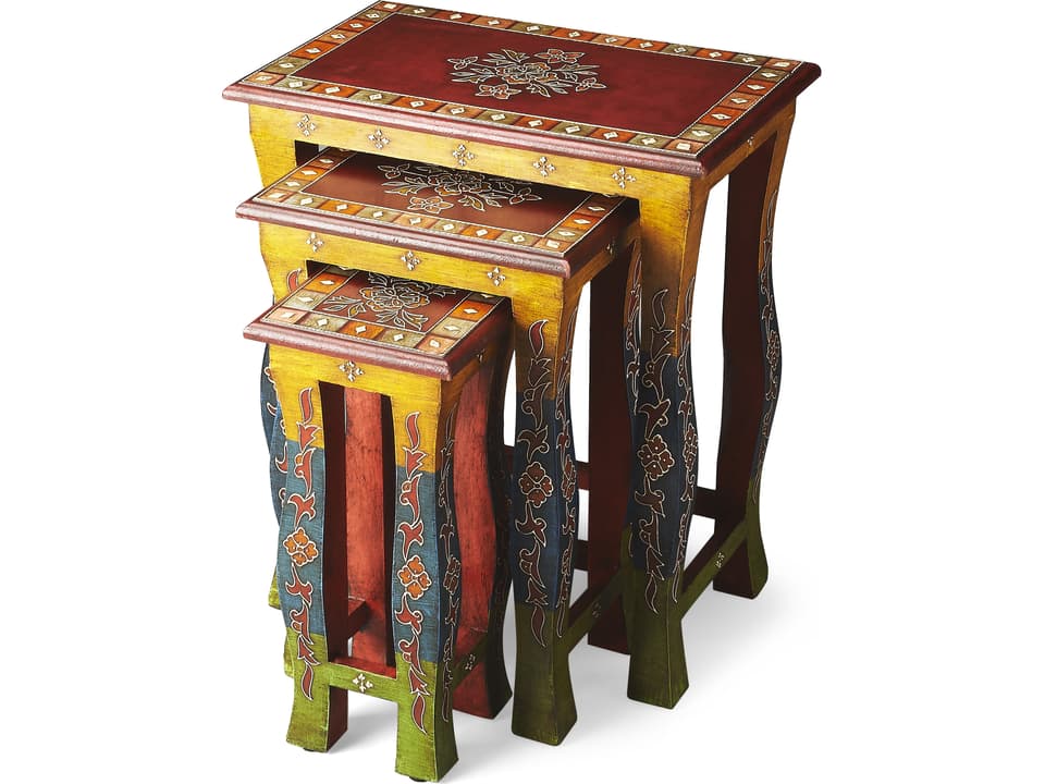 Specialty Company Sasha Rectangular Wood Nesting Side Table Set Multicolor