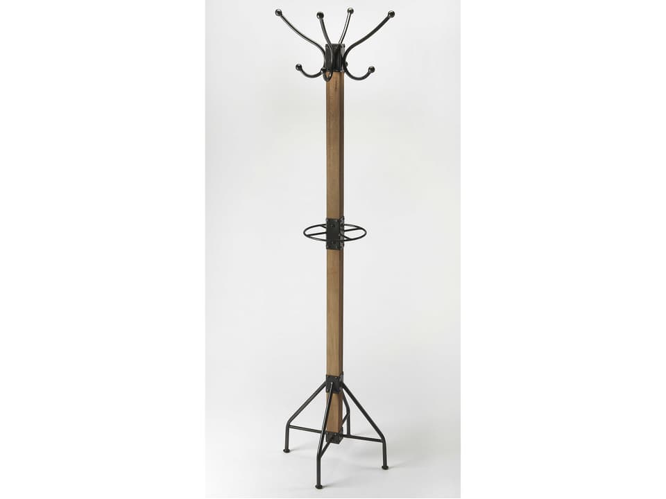 Logan Square Gray Coat Rack with Umbrella Holder