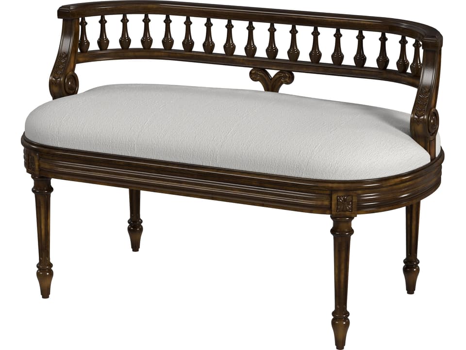 Hathaway Upholstered Low Back Accent Bench Antique Cherry Finish