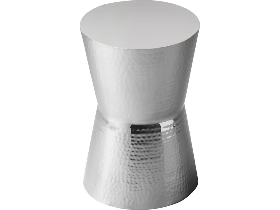 Dimple Round Stainless Steel Accent Side Table in Polished Silver