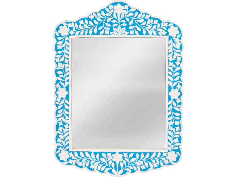 Vivienne Bone Inlay Wall Mirror in Sky Blue