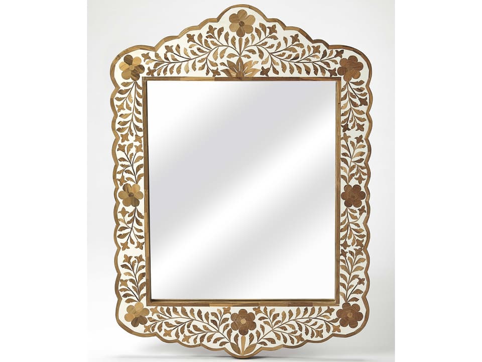 Specialty Company Vivienne Bone Inlay Wall Mirror in Light Brown