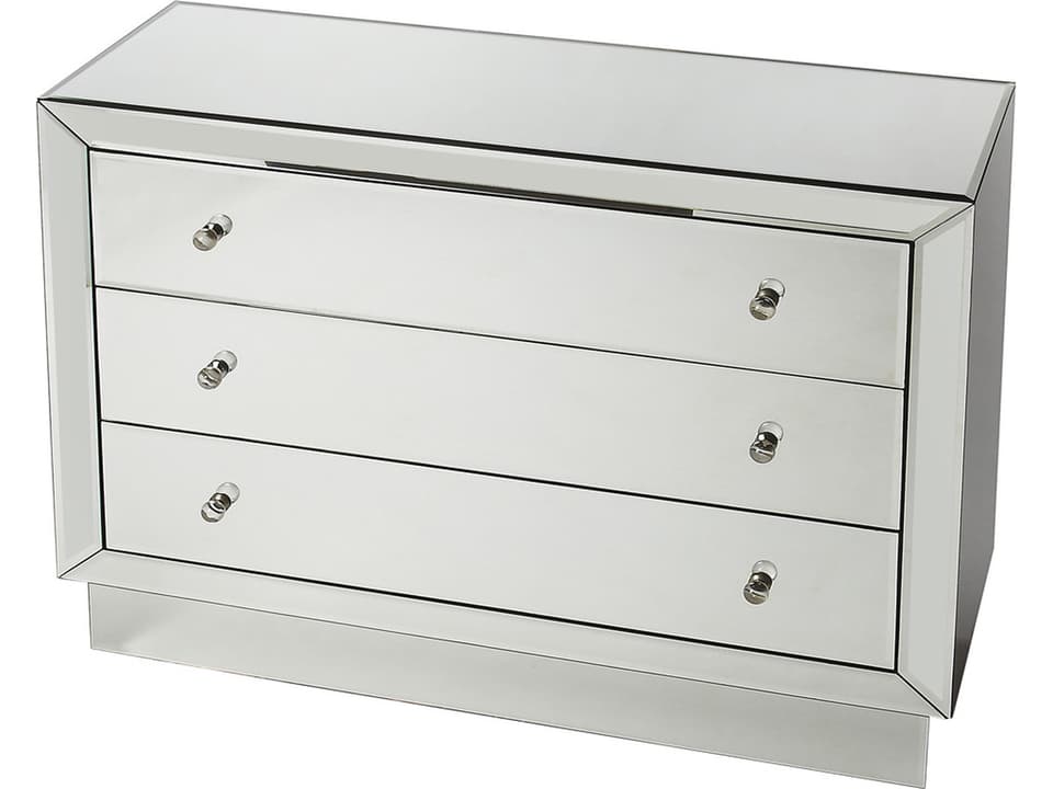 Specialty Emma Mirrored 3-Drawer Accent Chest in Clear