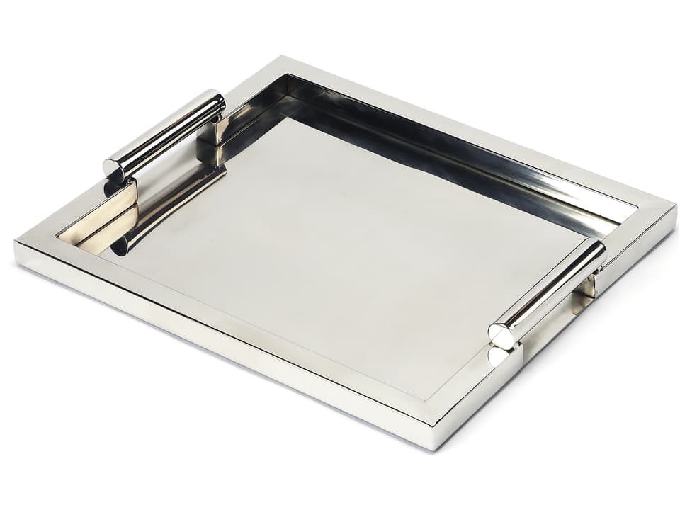 Morante Stainless Steel Rectangular Serving Tray in Silver