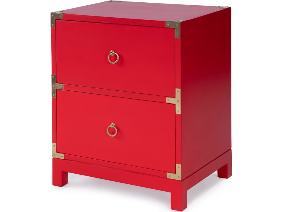Ardennes Campaign Red End Table with Brass Hardware