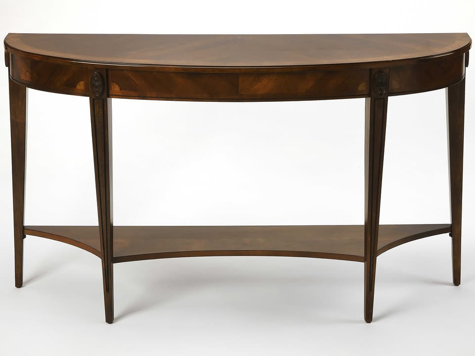 Specialty Astor Demilune Console Table in Nutmeg Finish