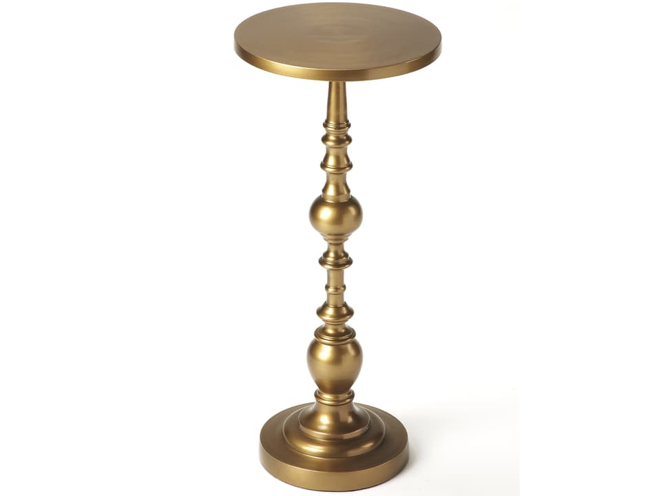 Darien Round Pedestal Side Table Aluminum in Polished Gold