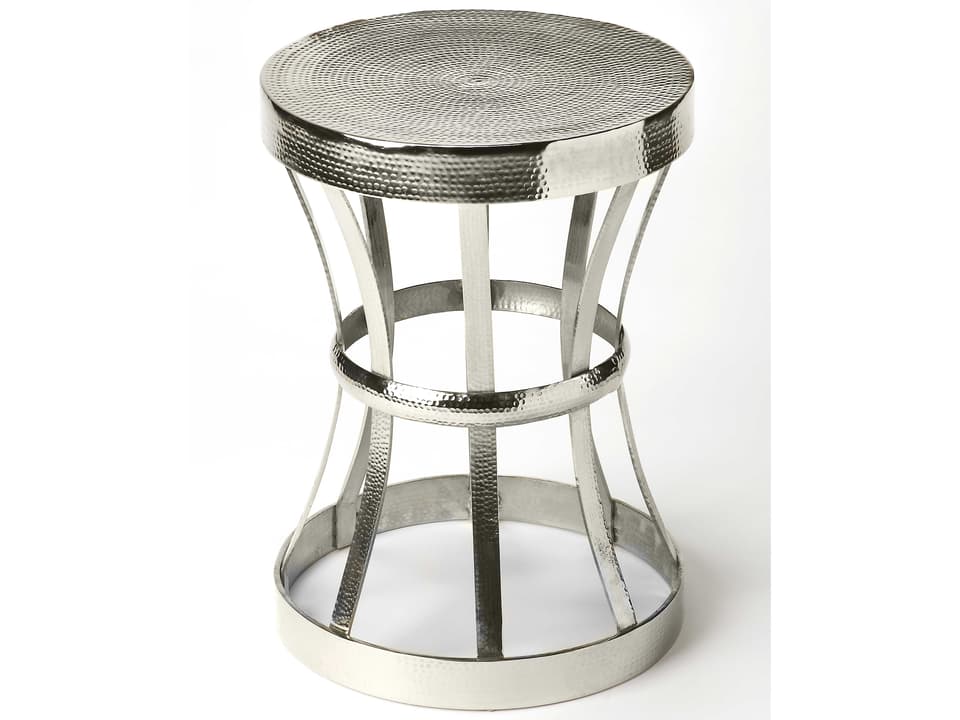 Specialty Broussard Industrial Chic Aluminum Side Table in Silver