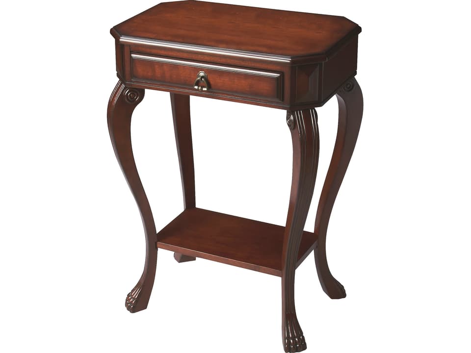 Channing Rectangular Console Table in Plantation Cherry with One Drawer