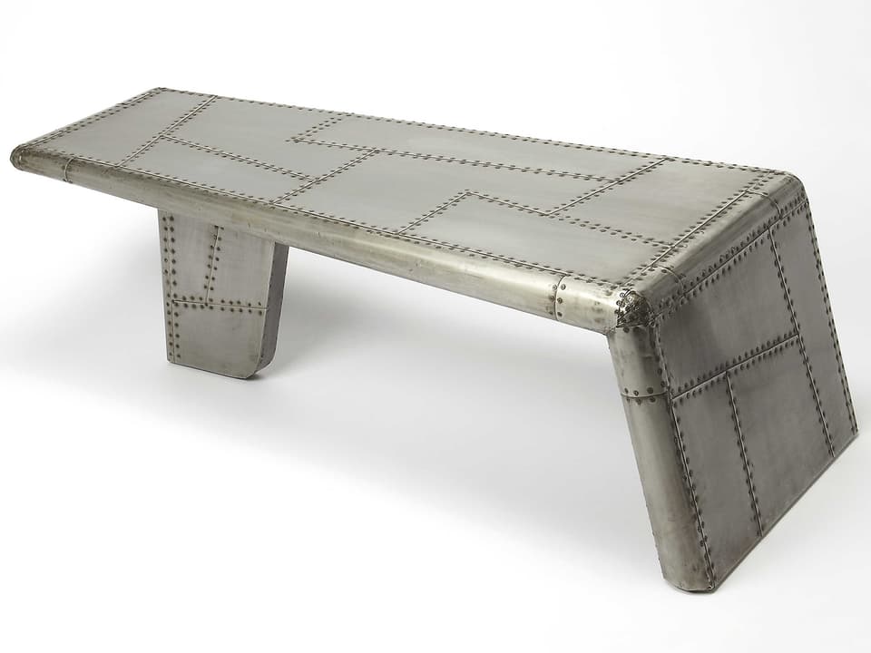 Midway Rectangular Metal Aviator Coffee Table in Silver